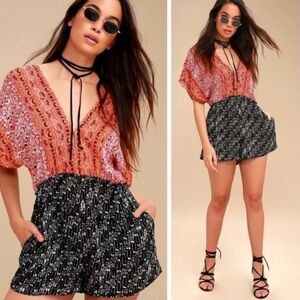 Free People Arizona Romper Red Black XS | Boho Festival
